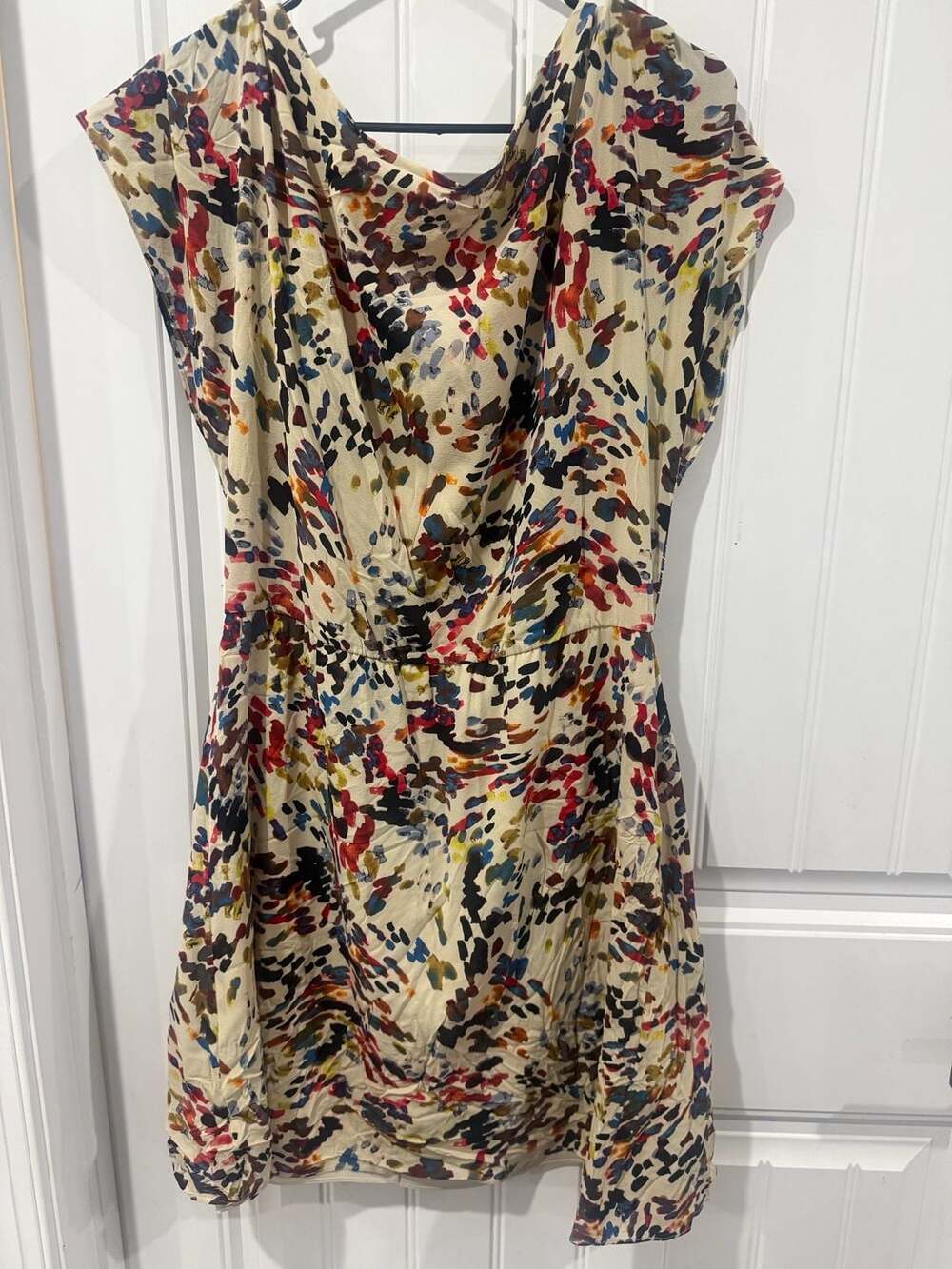 Alice + Olivia Butterfly Wrap Dress Painter Pallet Silk Mini Dress Med View 3